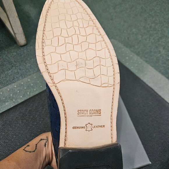 All leather blue textured oxford  loafers main image 3